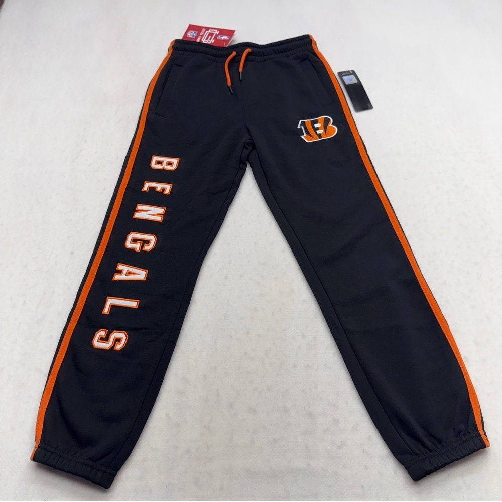 NFL Ultra Game Bengals Black Sweatpants Kids Size 10-12 NWT